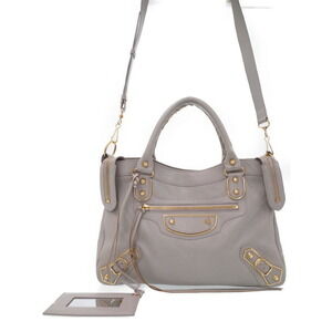 Balenciaga Metallic City Bag Gray Leather